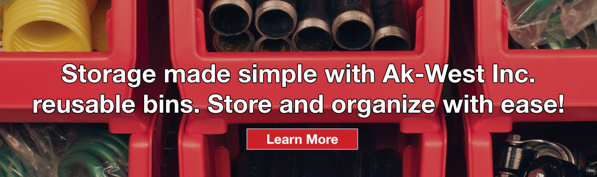 Reusable plastic bins and containers for storage and organization.